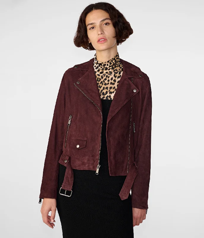 Modern Women's Outfit Ada Suede Belted Moto Jacket